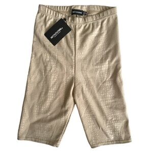 Prettylittlething Tan Stone Croc Print Cycle Short Size 8